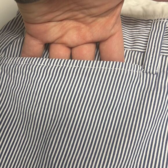 Land’s End Blue and White Vertical Striped Fit 2 Cropped Cotton Blend Pants- Siz - Picture 10 of 13